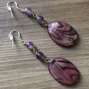 .925 Sterling Silver and Purple Quartz Earrings